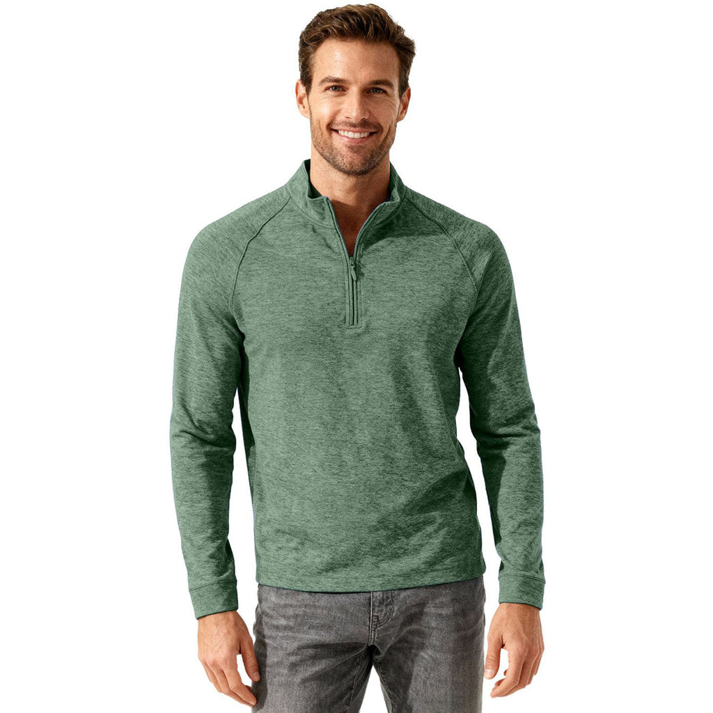 Clique Men's Bottle Green Heather Dash Recycled Quarter Zip Pullover