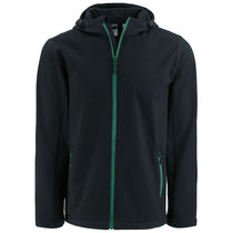 Clique Men's Black/Bottle Green Tempo Recycled Stretch Softshell Hooded Jacket