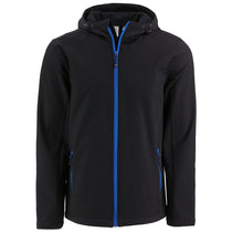 Clique Men's Black/Royal Blue Tempo Recycled Stretch Softshell Hooded Jacket