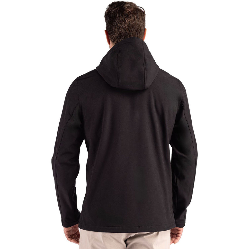 Clique Men's Black/Red Tempo Recycled Stretch Softshell Hooded Jacket