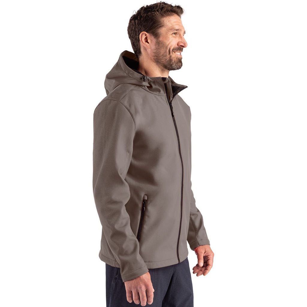 Clique Men's Pure Slate/Black Tempo Recycled Stretch Softshell Hooded Jacket
