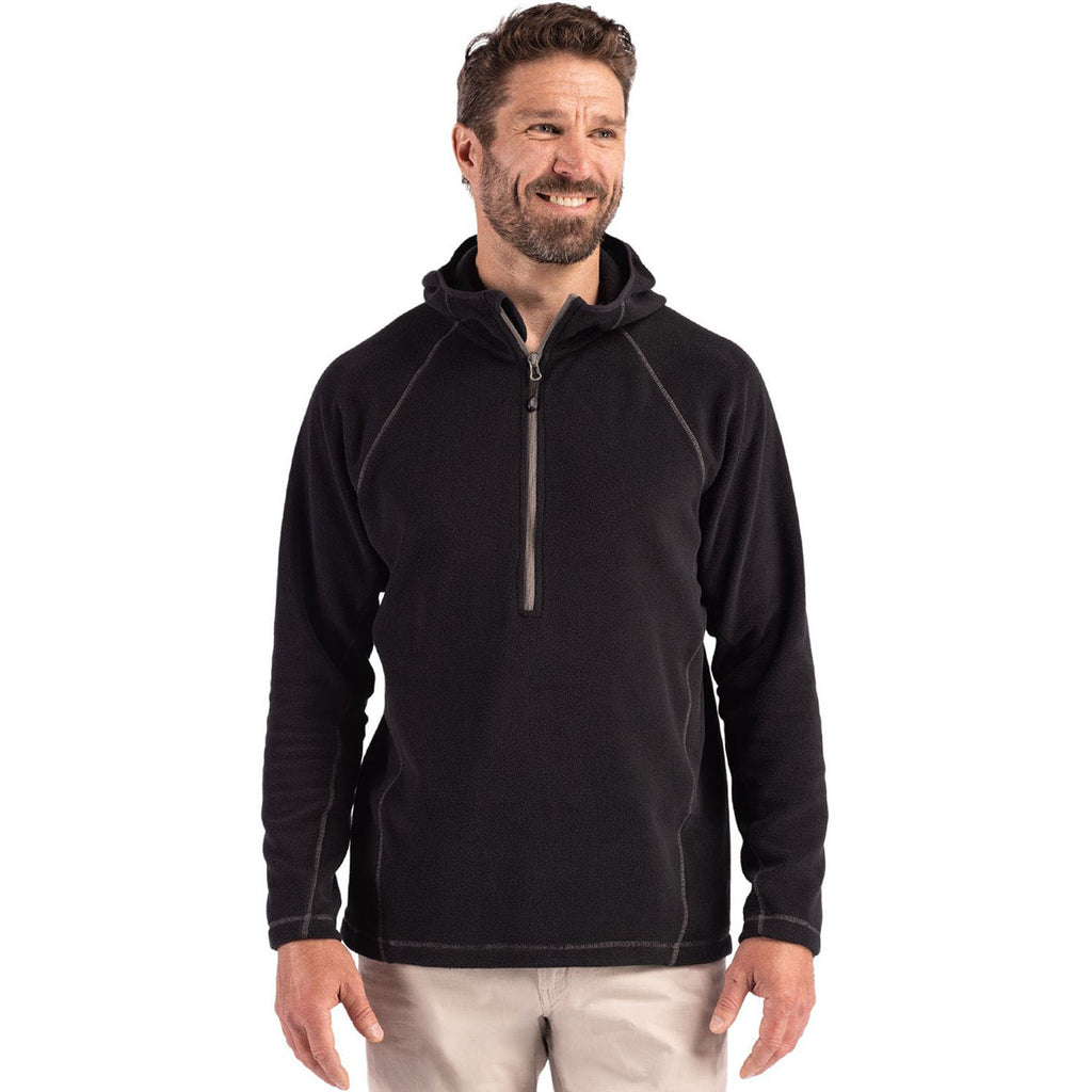 Clique Men's Black Powder Recycled Fleece Half Zip Hooded Pullover