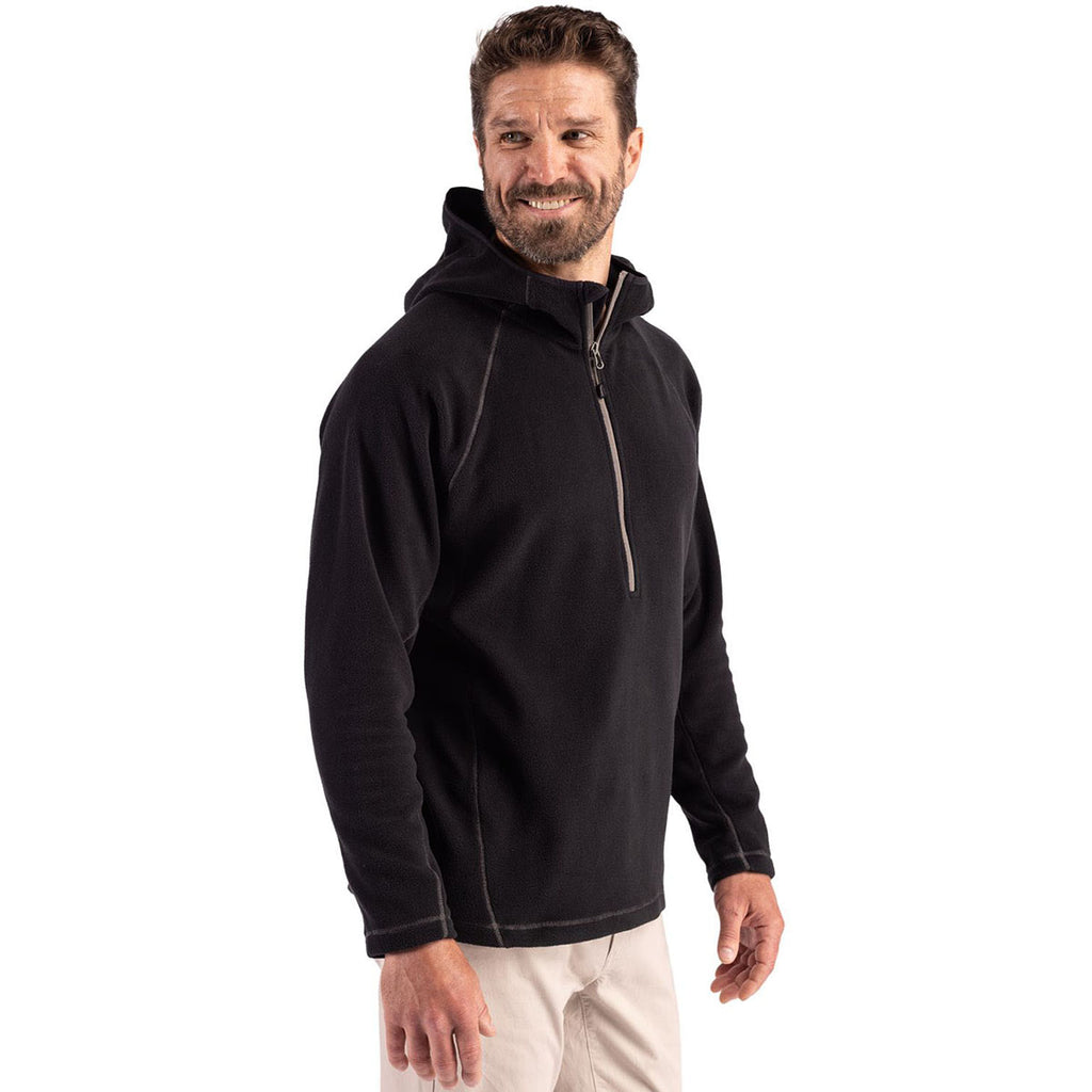Clique Men's Black Powder Recycled Fleece Half Zip Hooded Pullover