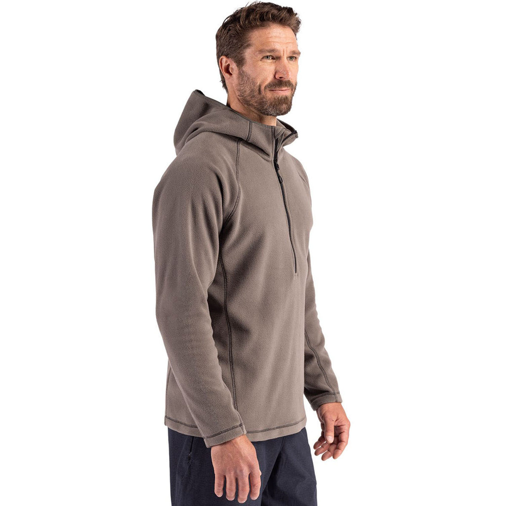 Clique Men's Pure Slate Powder Recycled Fleece Half Zip Hooded Pullover