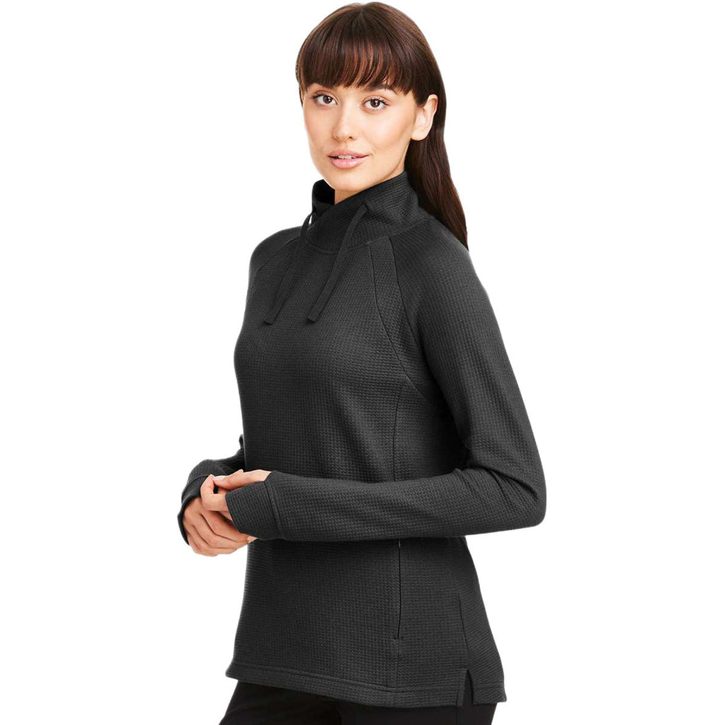 North End Women's Black Rhythm Waffle Quarter-Zip Pullover