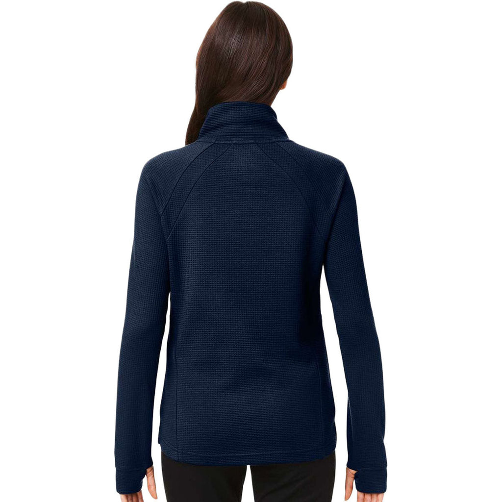 North End Women's Classic Navy Rhythm Waffle Quarter-Zip Pullover
