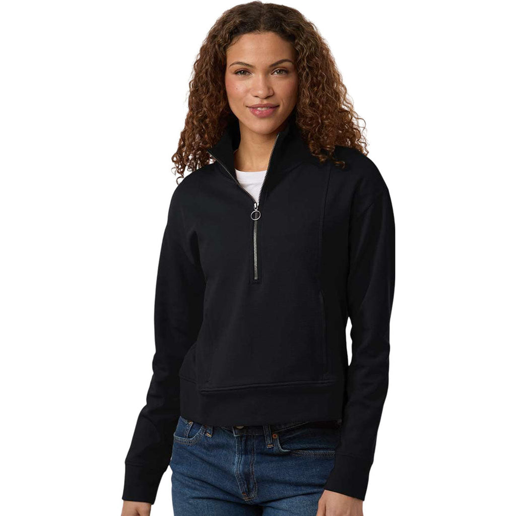 North End Women's Black Mantra Half-Zip Ottoman Pullover