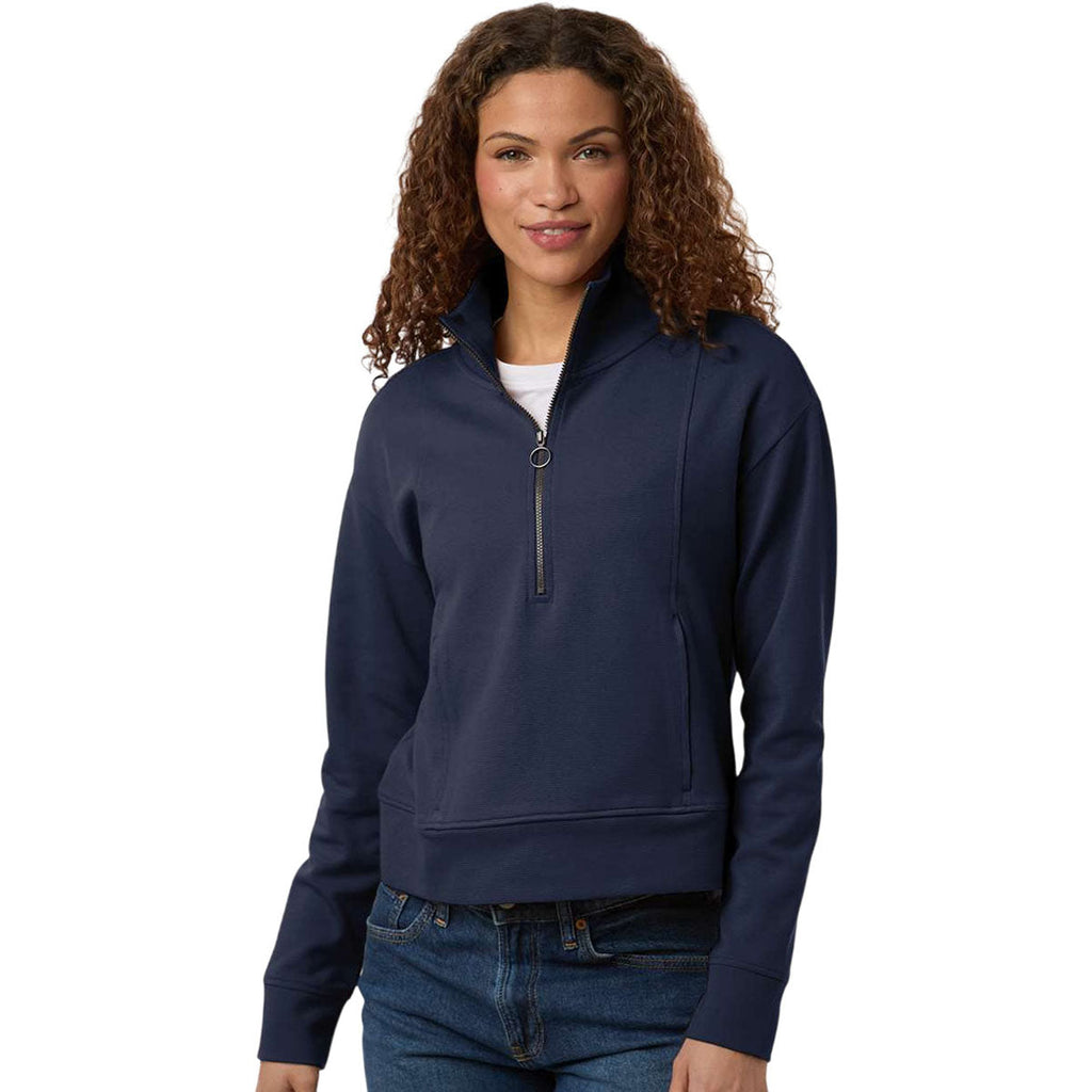 North End Women's Classic Navy Mantra Half-Zip Ottoman Pullover