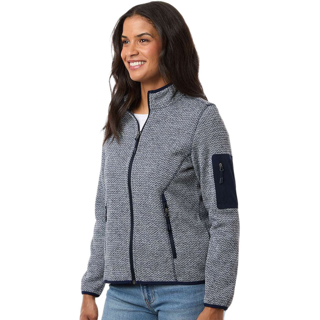 North End Women's Classic Navy/White Jasper Full-Zip Fleece Jacket