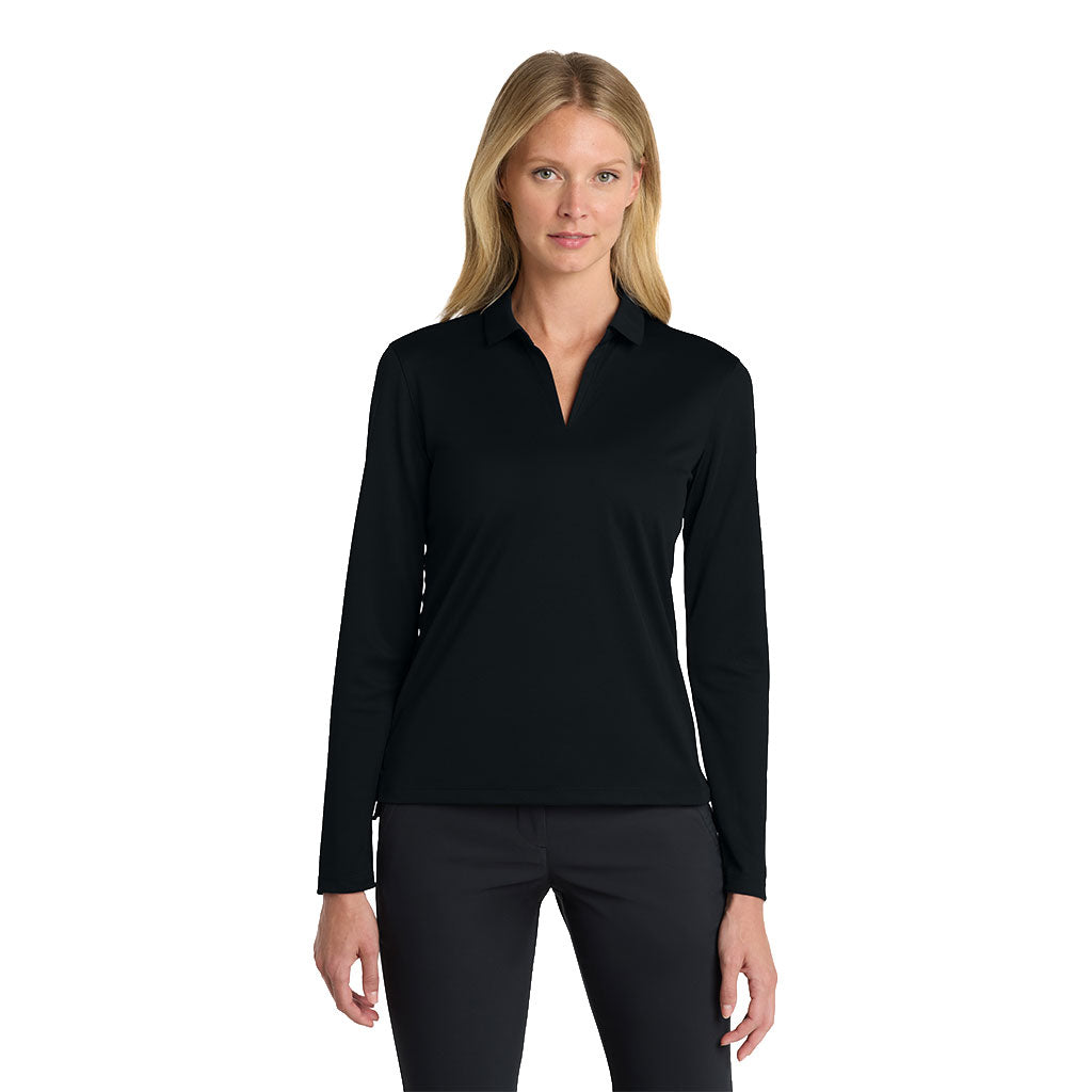 Nike Women's Black Dri-FIT Micro Pique 2.0 Long Sleeve Polo