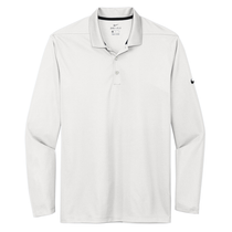 Nike White Dri-FIT Micro Pique 2.0 Long Sleeve Polo