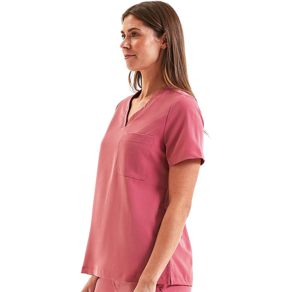 Onna Women's Calm Pink Limitless V-Neck Stretch Scrub Top