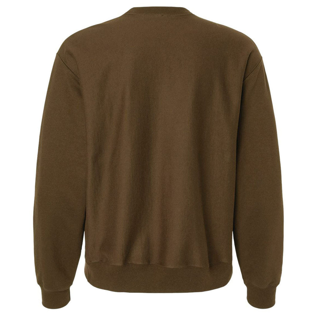 Hanes Unisex Army Brown Beefy Sweats Premium Heavyweight Crewneck Sweatshirt