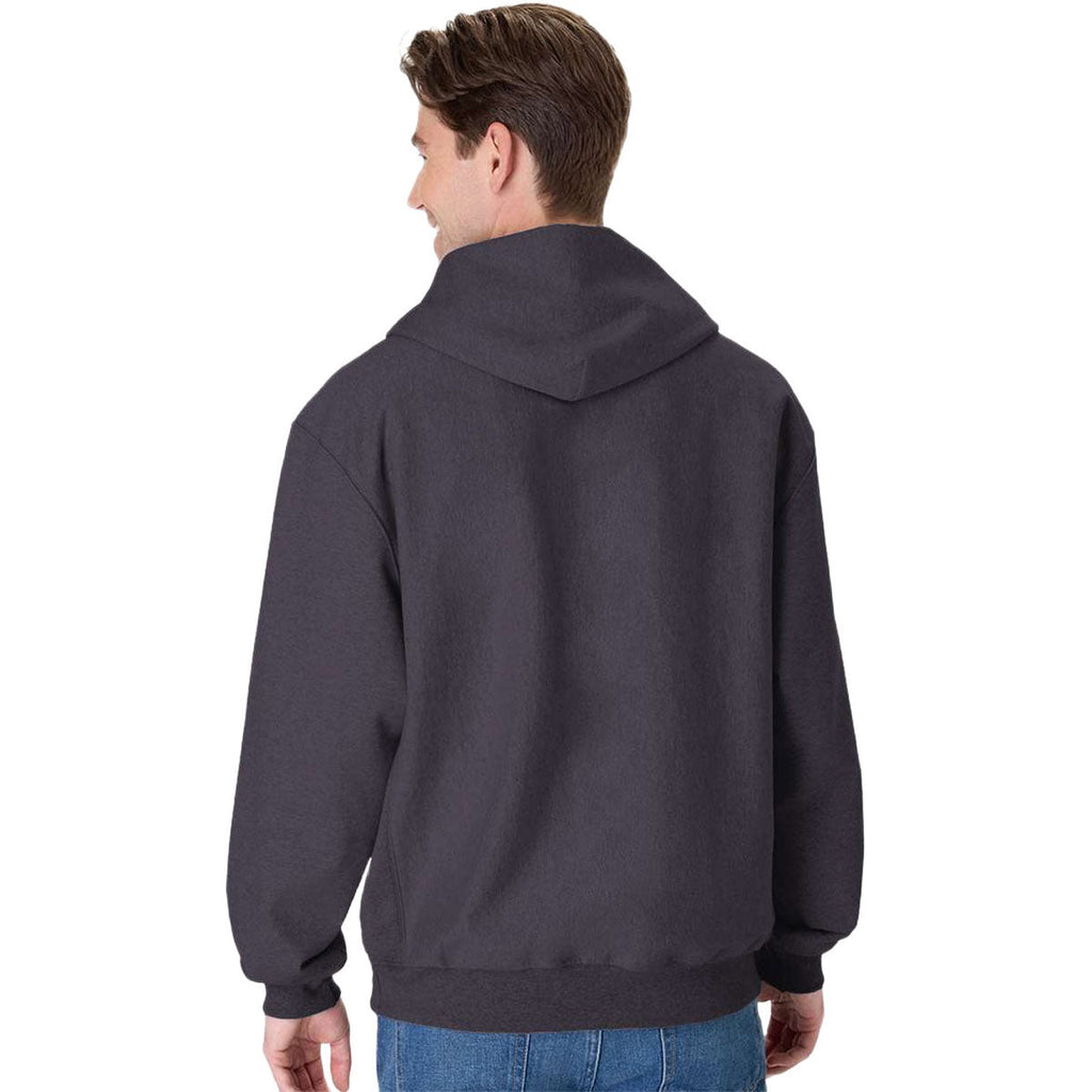 Hanes Unisex Charcoal Heather Beefy Sweats Premium Heavyweight Hooded Sweatshirt