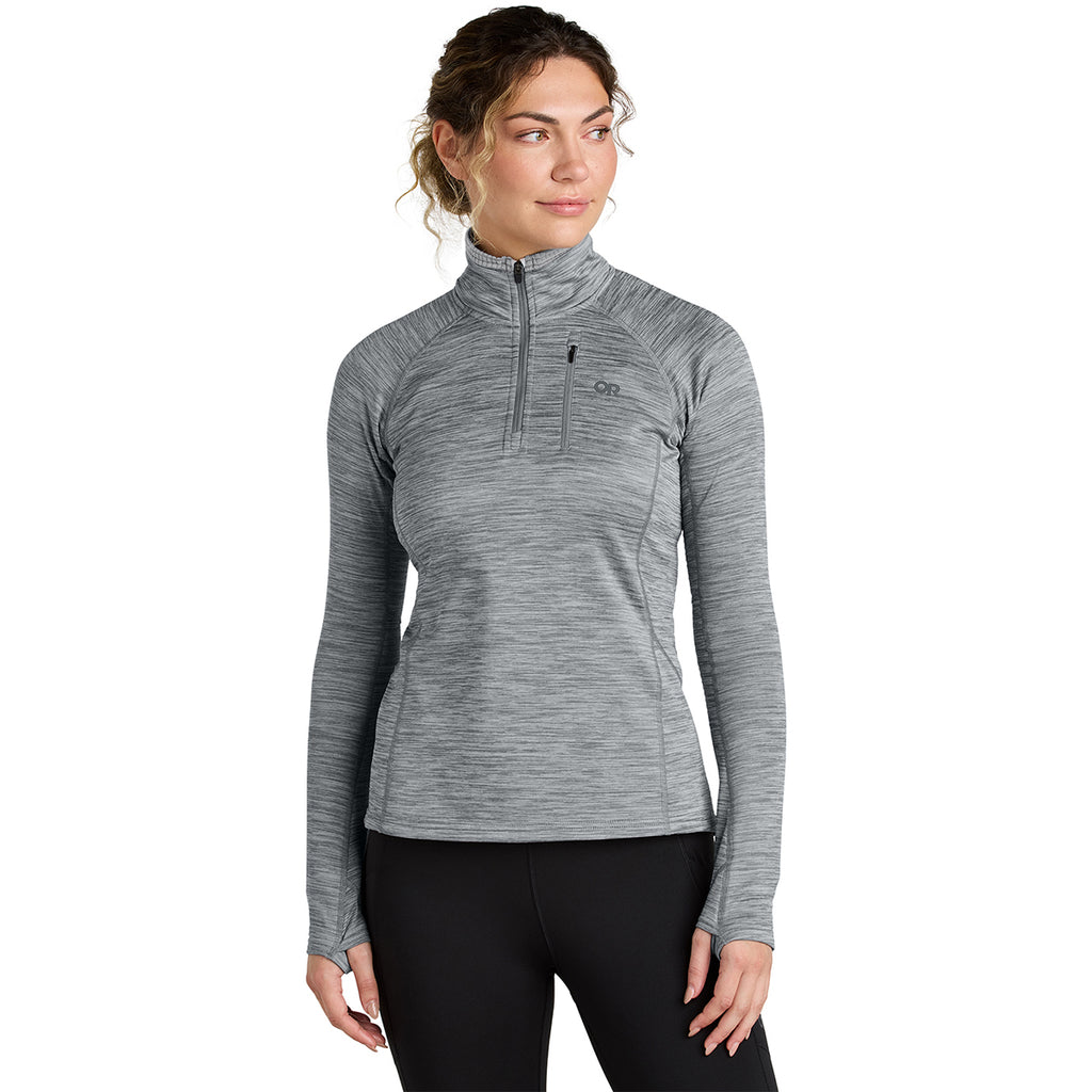 Outdoor Research Women's Grey Heather Tech Grid 1/4-Zip Fleece