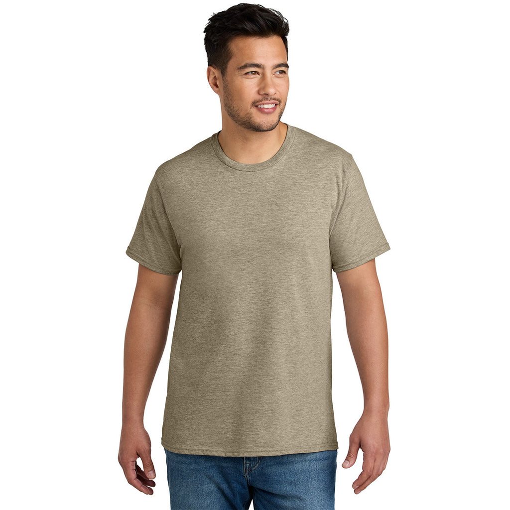 Port & Company Unisex Desert Tan Heather CVC Tee