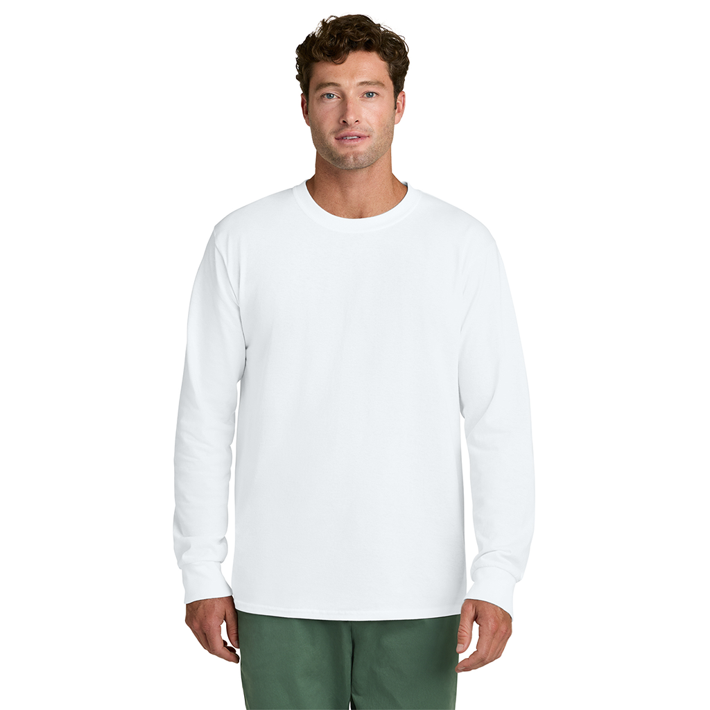 Port & Company Men's White Long Sleeve Core Cotton Tee