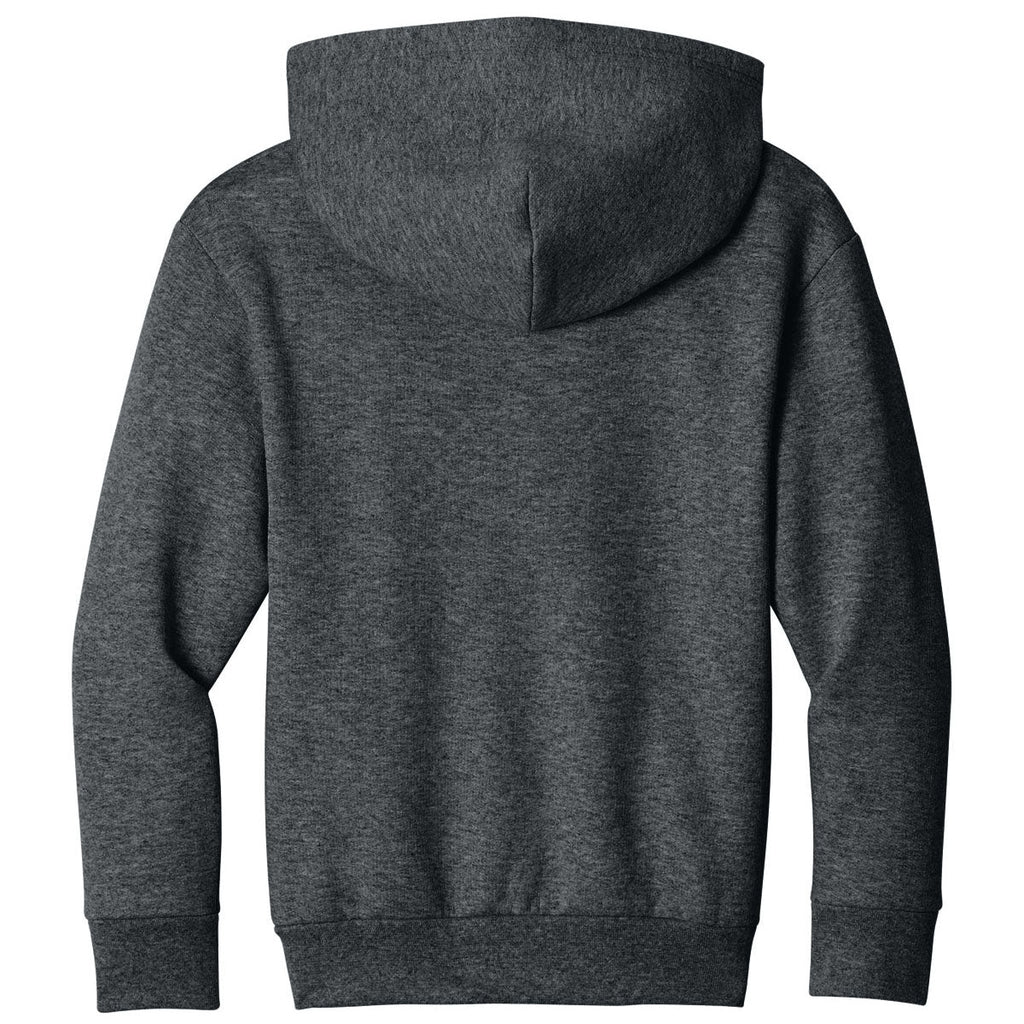 Port & Co. Youth Dark Heather Grey Easy Fleece Pullover Hooded Sweatshirt