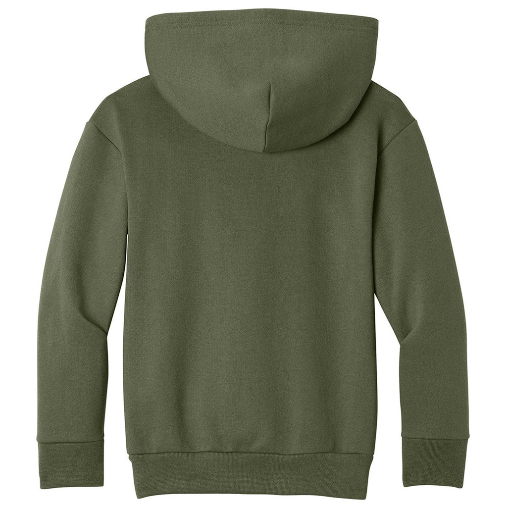 Port & Co. Youth Olive Drab Green Easy Fleece Pullover Hooded Sweatshirt
