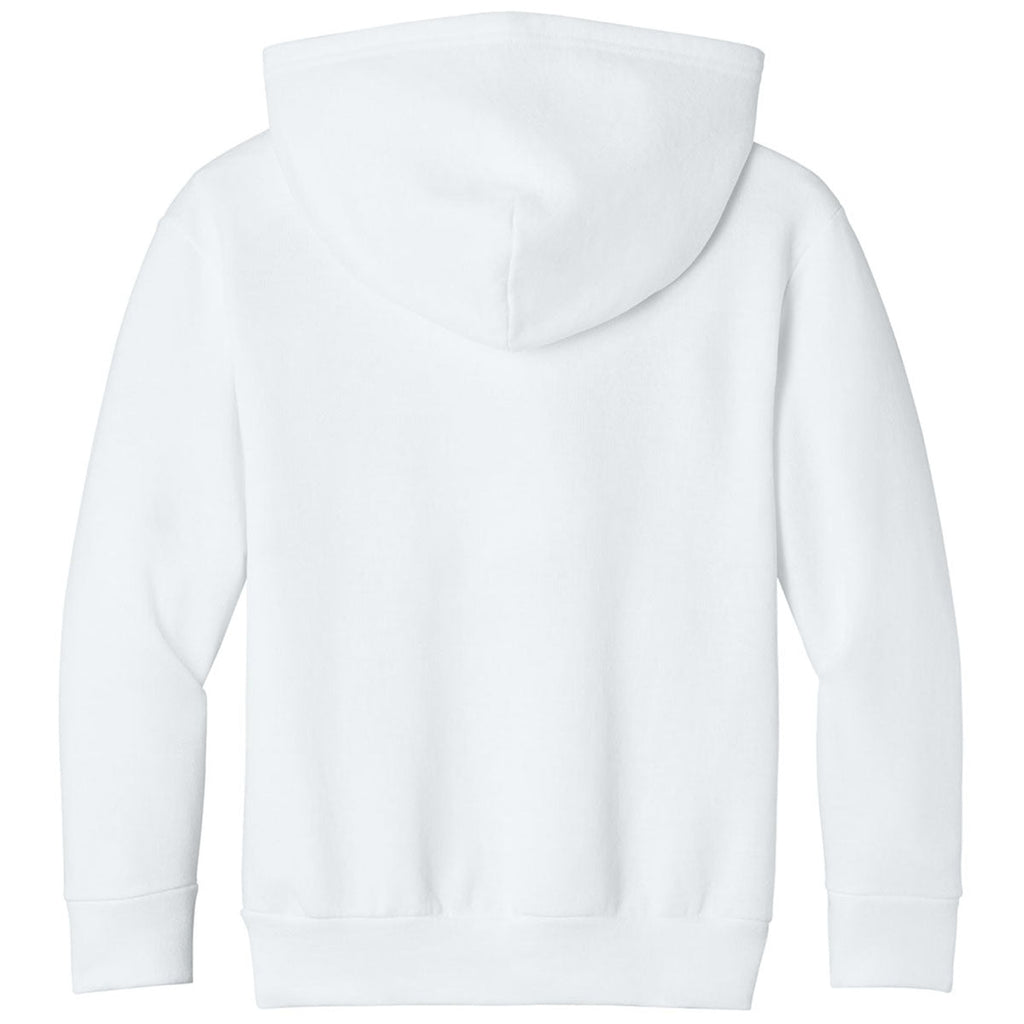 Port & Co. Youth White Easy Fleece Pullover Hooded Sweatshirt
