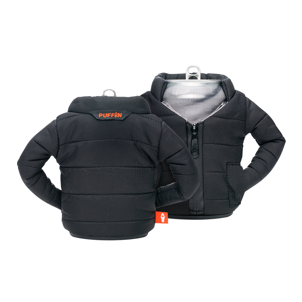 Puffin Drinkwear Black Puffy Can Cooler