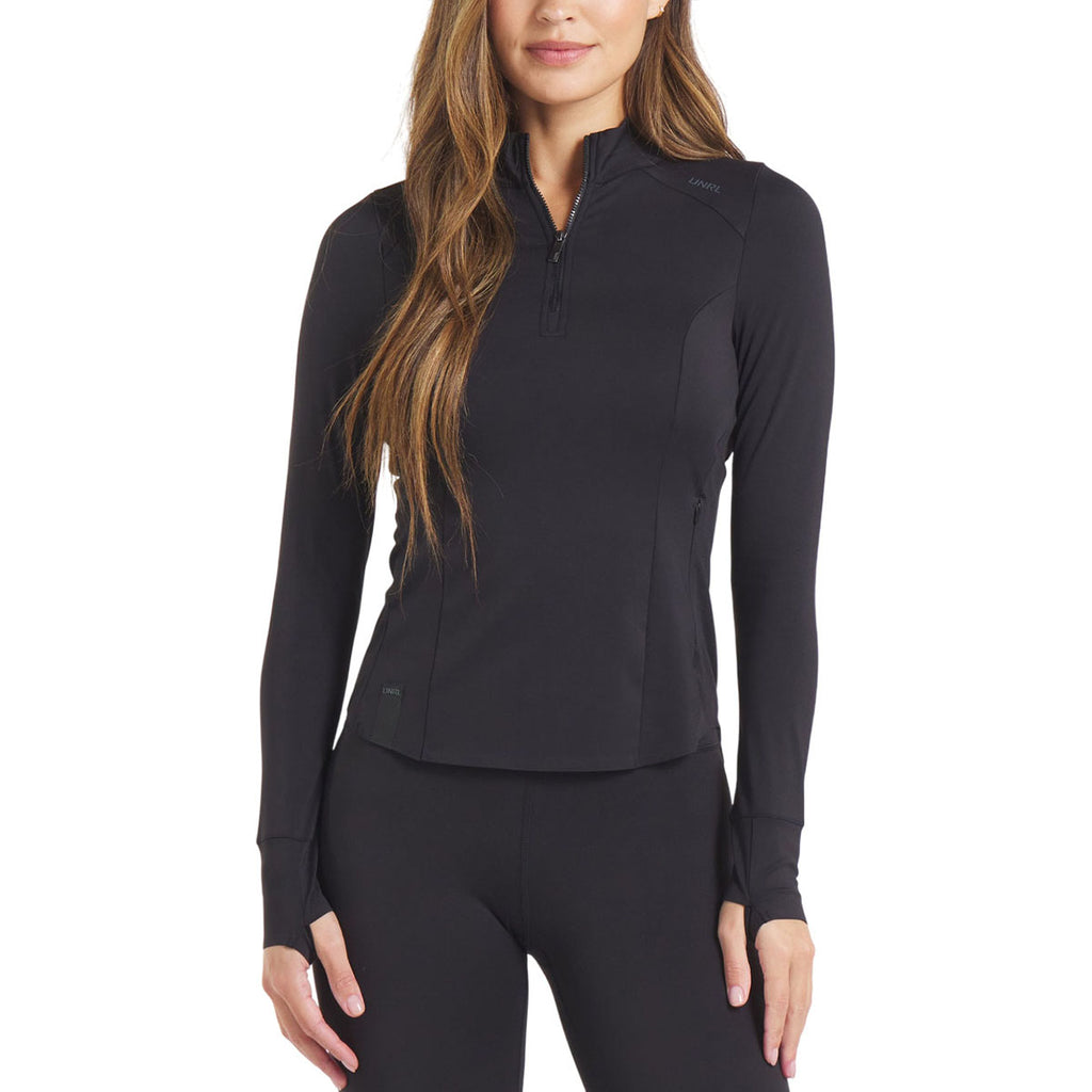 UNRL Women's Black Performa Fitted Half-zip