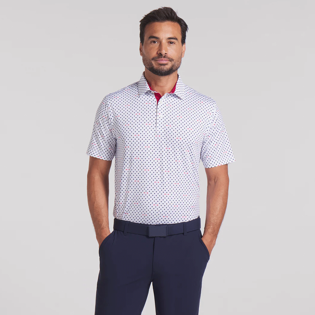 Puma Golf Men's White Glow-Deep Navy MATTR Burgh Polo