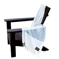 The Magnet Group Navy Blue/White Stripes Recycled Beach Blanket