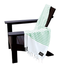 The Magnet Group Green/White Stripes Recycled Beach Blanket