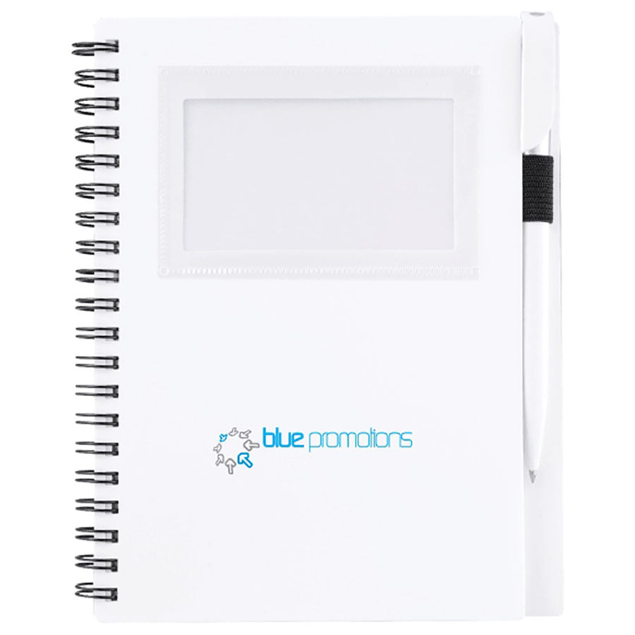 Bullet White 5.5'' x 7'' FSC Mix Star Spiral Notebook with Pen