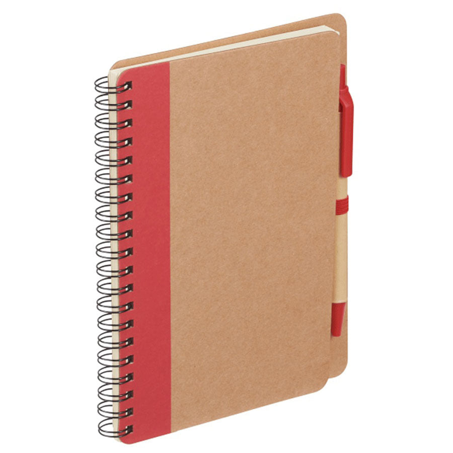 Bullet Red 5'' x 7'' Eco-Friendly Spiral Notebook with Pen
