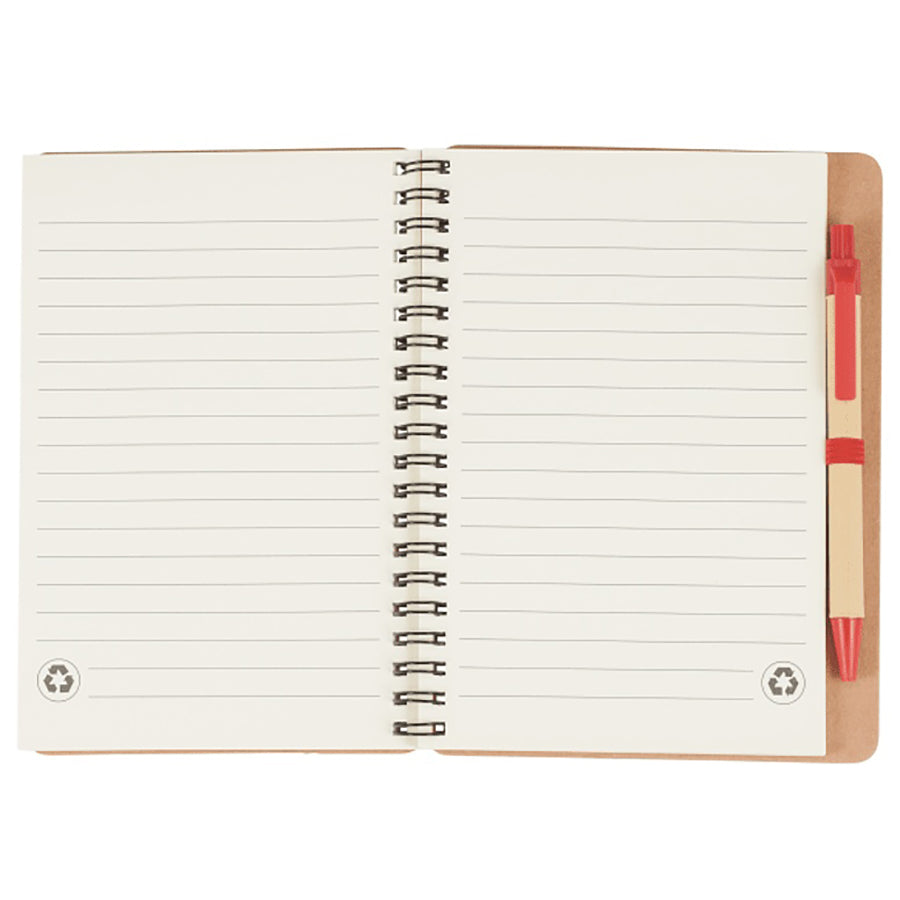 Bullet Red 5'' x 7'' Eco-Friendly Spiral Notebook with Pen