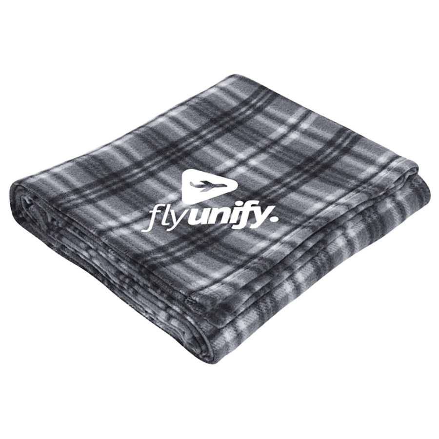 Bullet Black Rollable Plaid Fleece Throw Blanket 50'' x 60'' Unfolded