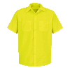 Red Kap Men's Yellow/Green Enhanced Visibility Short Sleeve Work Shirt