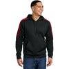 Sport-Tek Men's Black/ Deep Red Sport-Wick Fleece United Pullover Hoodie