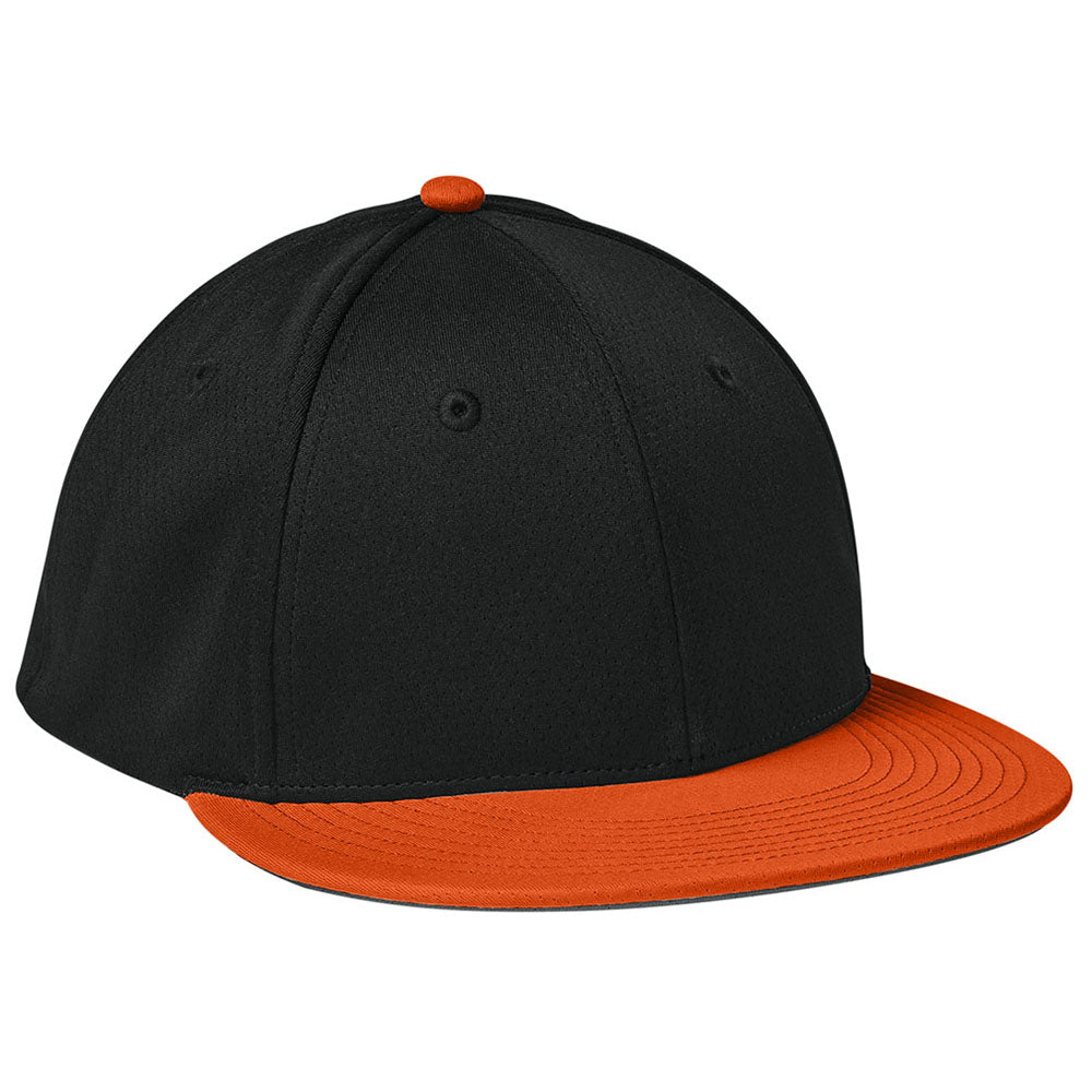 Sport-Tek Black/Deep Orange/Black Impact Mesh Stretch-Tek Cap