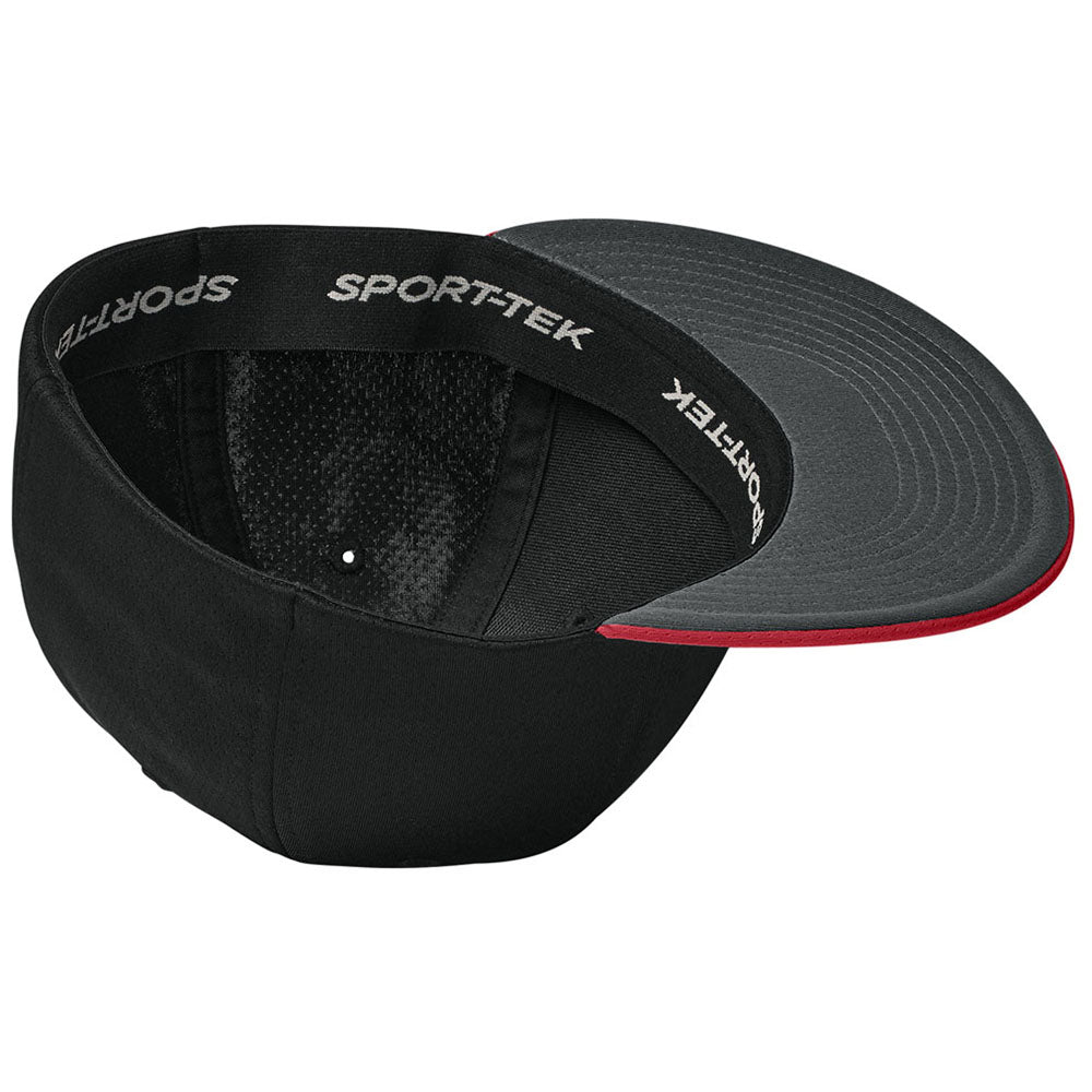 Sport-Tek Black/Deep Red/Black Impact Mesh Stretch-Tek Cap