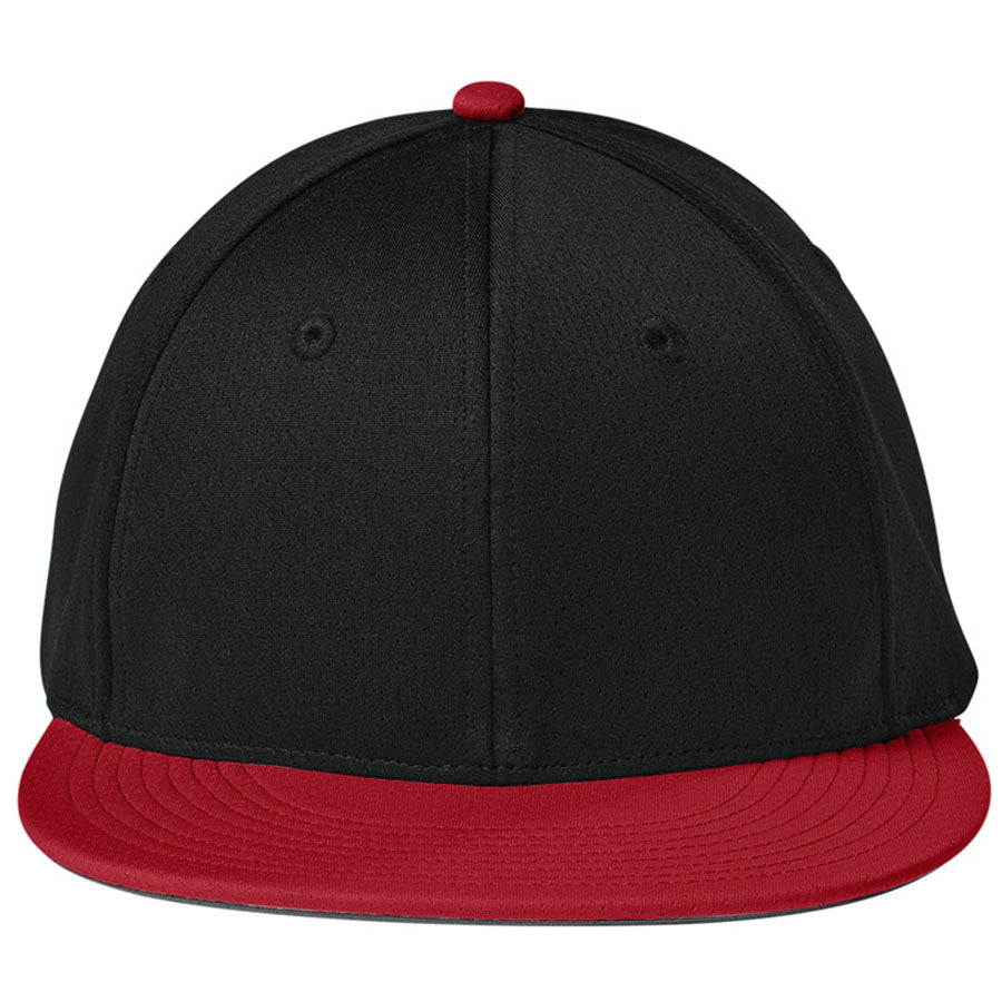 Sport-Tek Black/Deep Red/Black Impact Mesh Stretch-Tek Cap