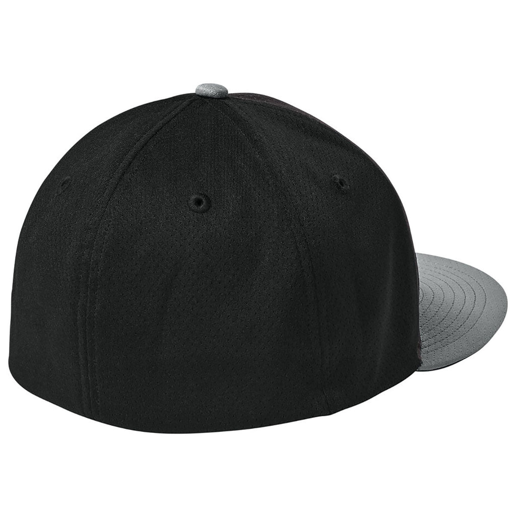 Sport-Tek Black/Silver/Black Impact Mesh Stretch-Tek Cap