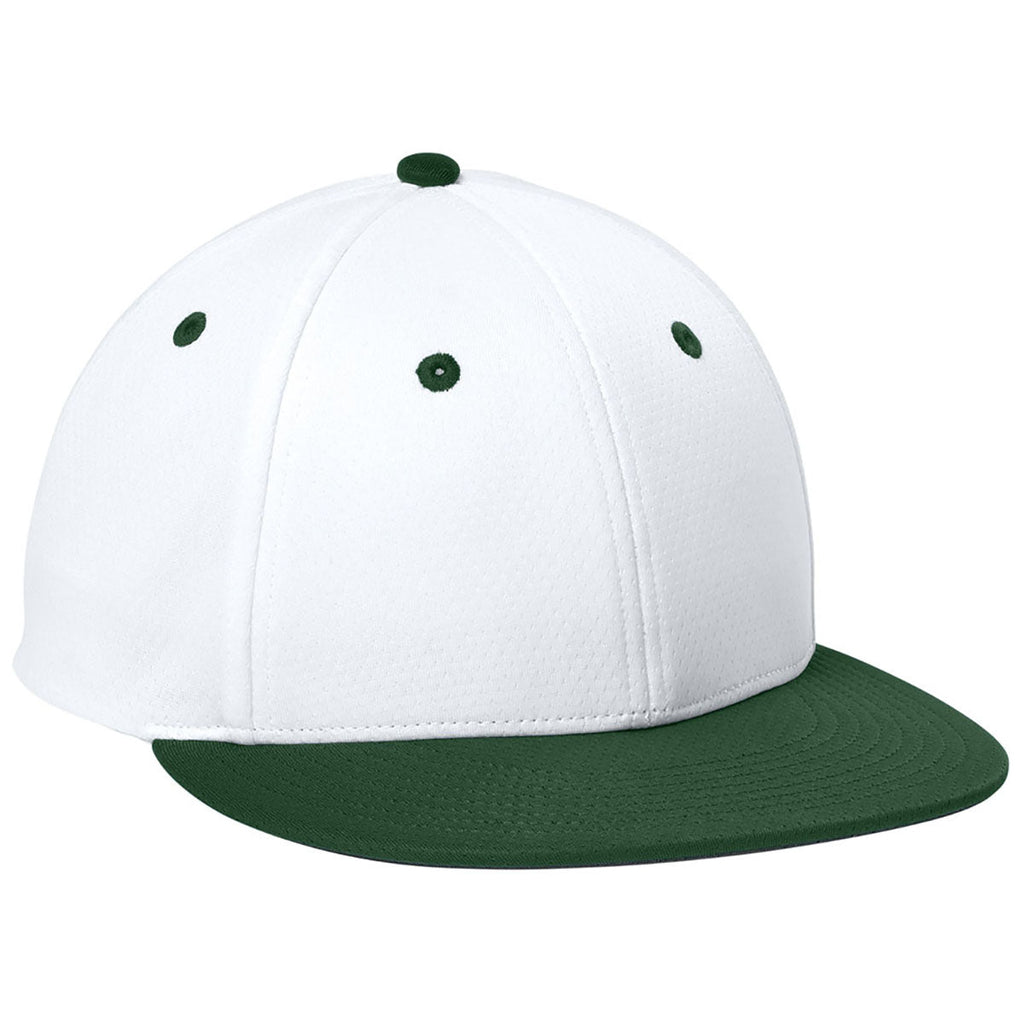 Sport-Tek White/Forest Green/White Impact Mesh Stretch-Tek Cap