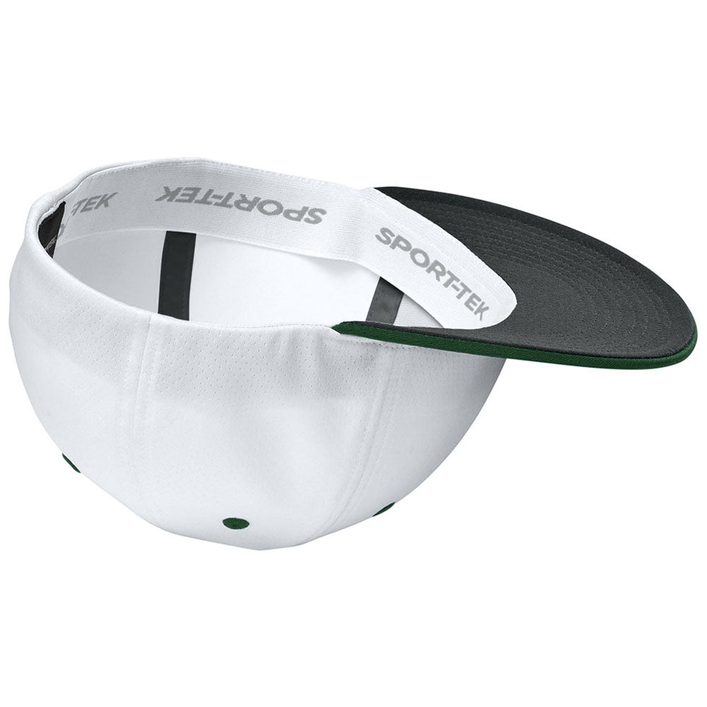 Sport-Tek White/Forest Green/White Impact Mesh Stretch-Tek Cap