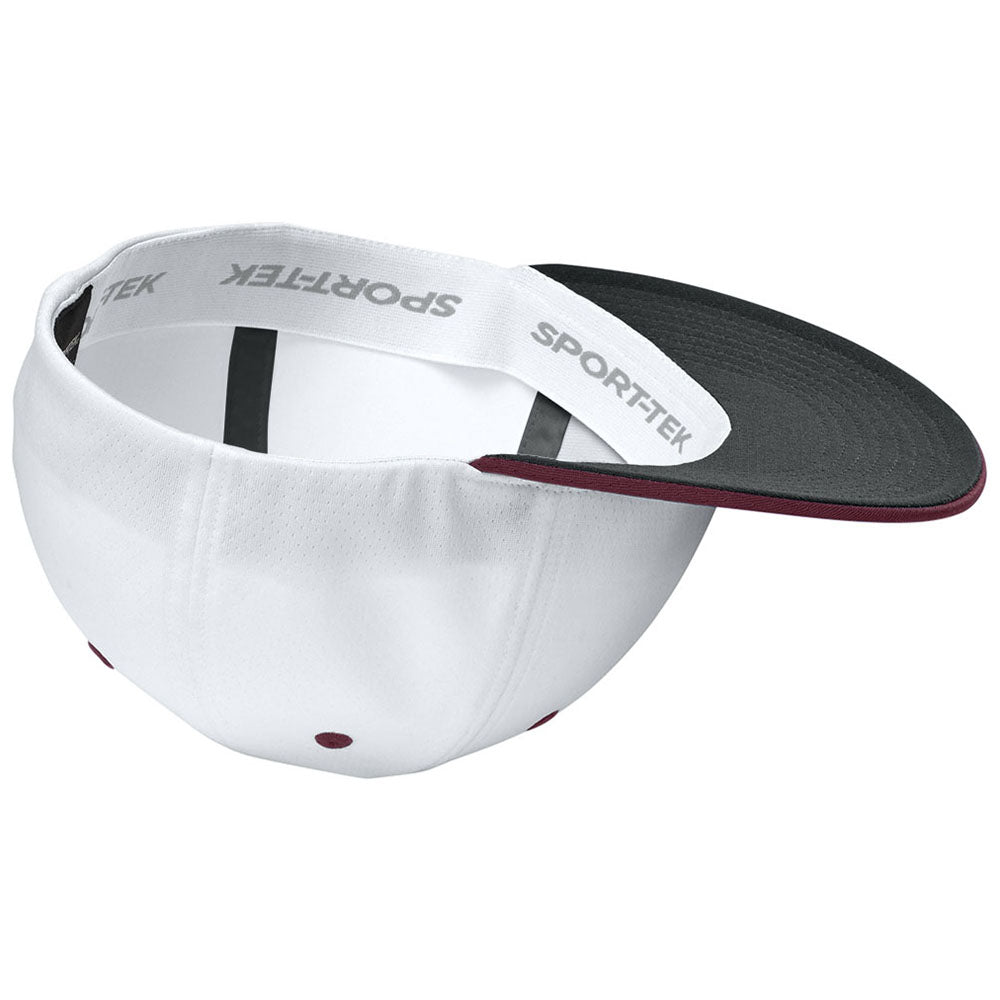 Sport-Tek White/Maroon/White Impact Mesh Stretch-Tek Cap