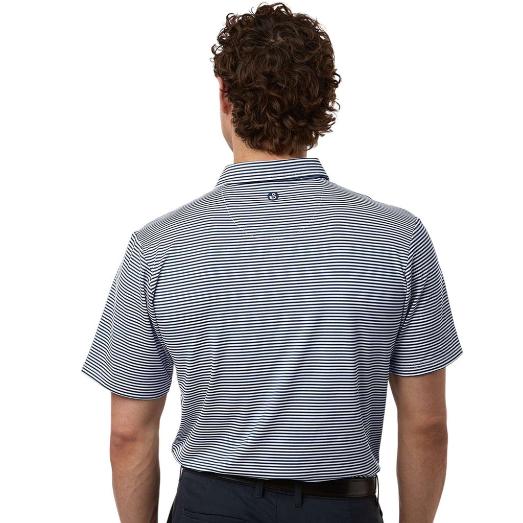 Swannies Men's Navy White Smith Striped Polo