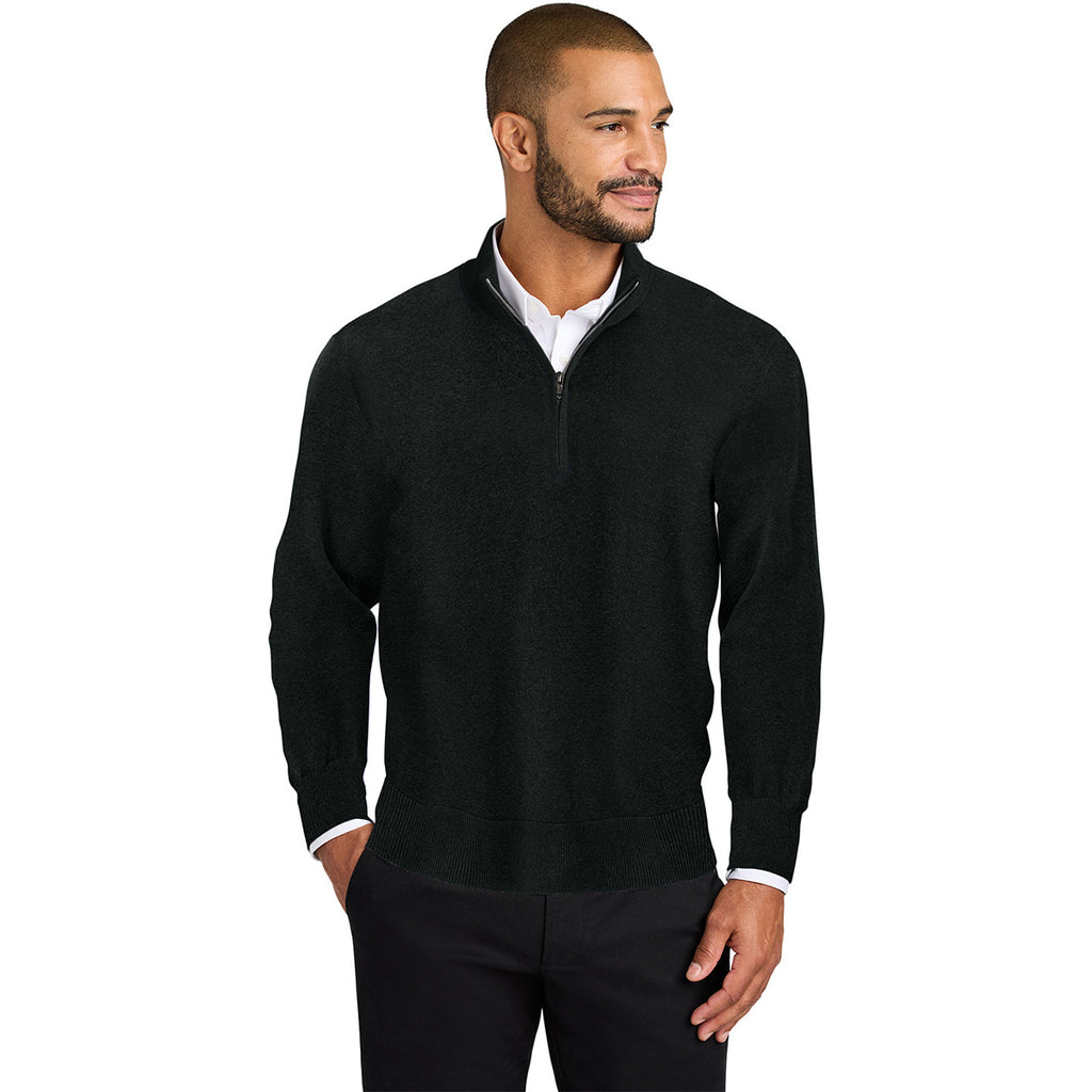 Port Authority Men's Deep Black Easy Care 1/4-Zip Sweater