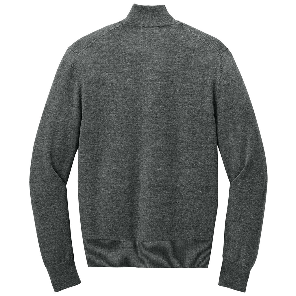 Port Authority Men's Charcoal Heather Easy Care Full-Zip Sweater