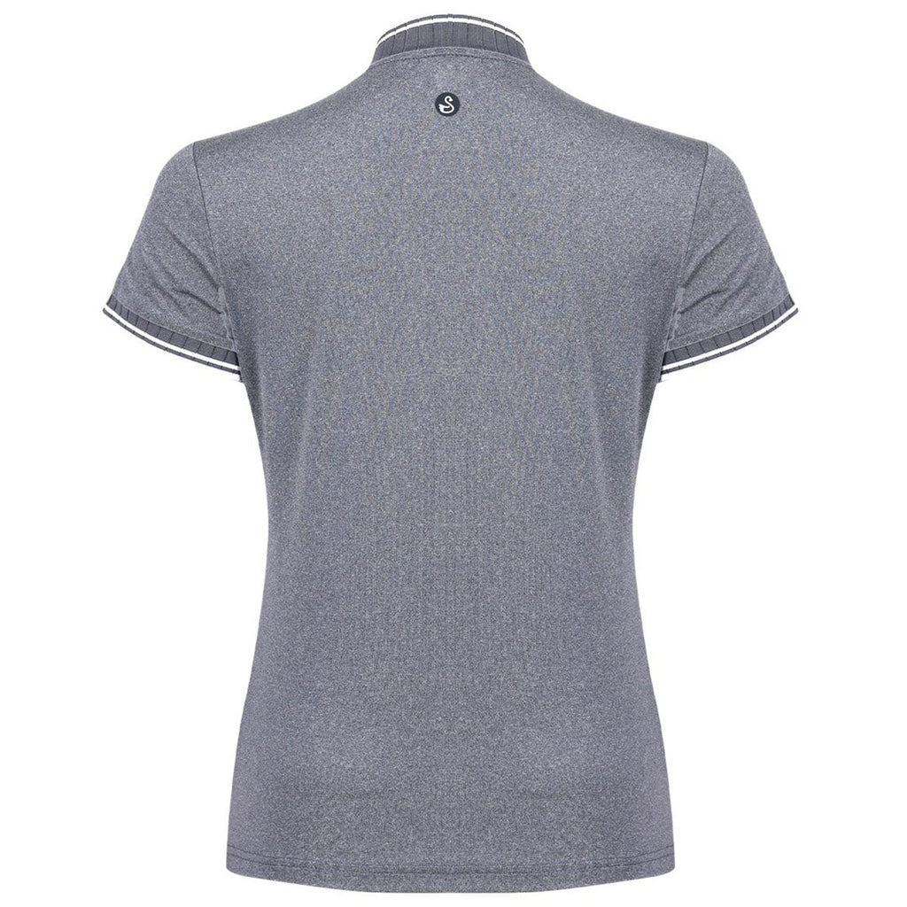Swannies Women's Navy Heather Tara Tipped Polo
