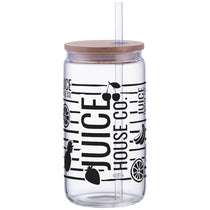 SnugZ Clear Danville 18oz Can Glass w Bamboo Lid and Straw