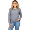 Elevate Women's Steel Grey Palo Long Sleeve 100% Cotton Pique Polo