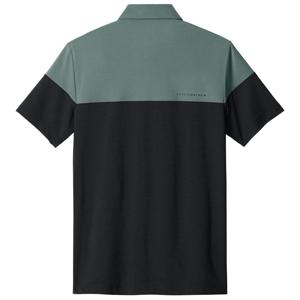 TravisMathew Men's Balsam Green/Black Onward Colorblock Polo