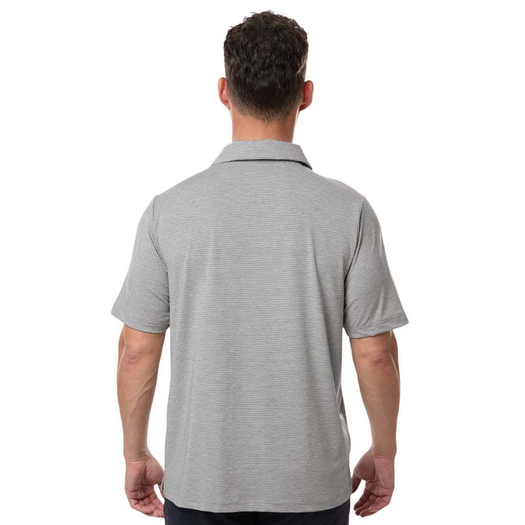 Team 365 Men's Athletic Heather/White Relay Heathered Stripe Polo